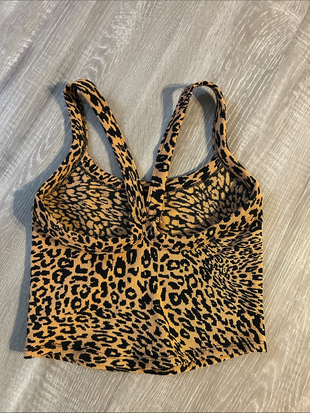 FP Movement Leopard Print Strappy Crop Tank Top - Black & Tan - Picture 2 of 3